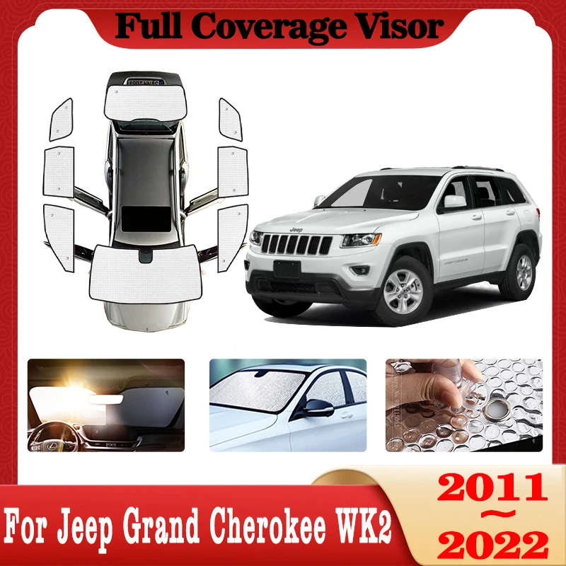 Full Car Covers Sun Visors For Jeep Grand Cherokee WK2 2011-2022 2012 2013 Car Window Visor Coverage Sunshade Covers Accessories