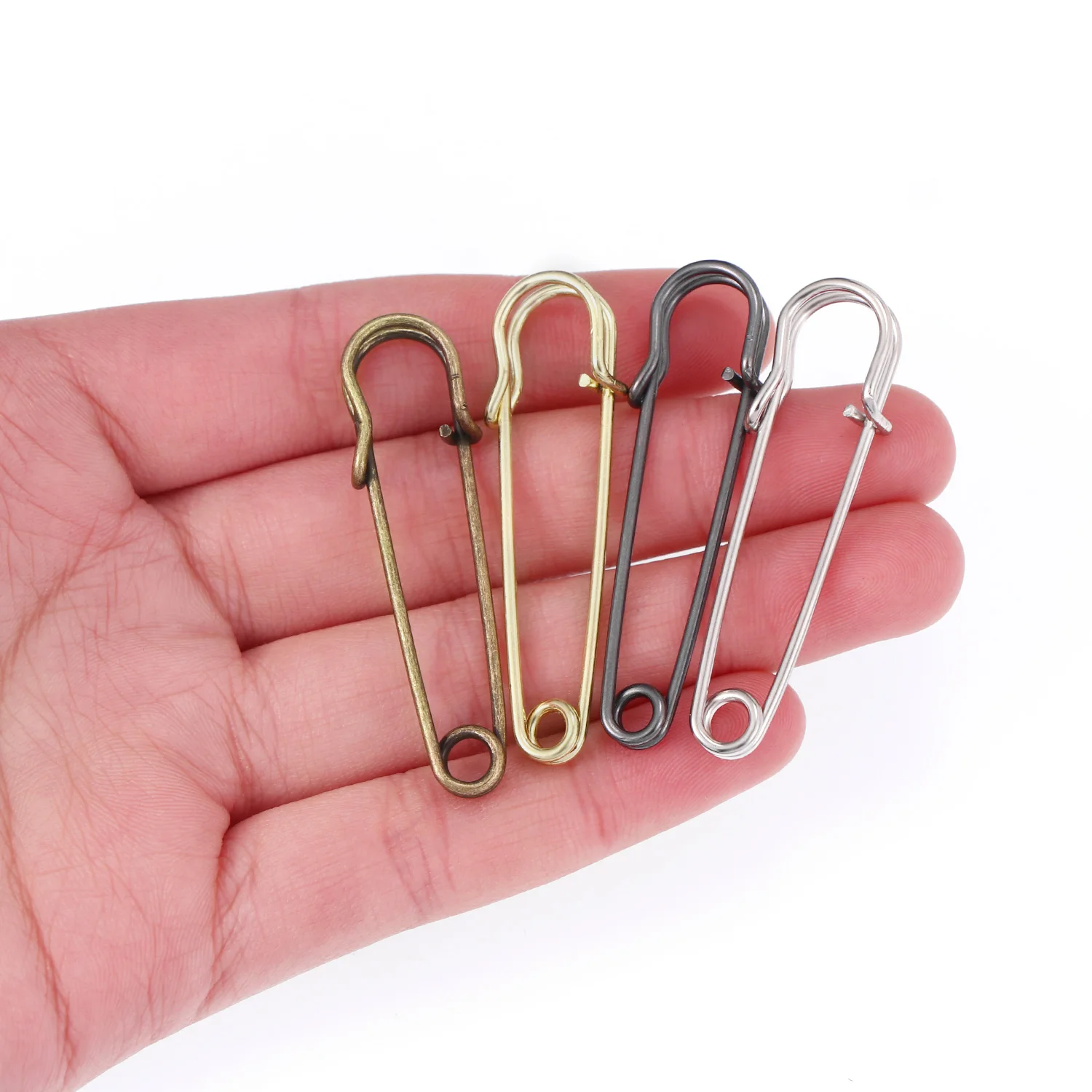 20Pcs 50mm 금속 안전 핀 실버/골드/블랙 대형 안전 핀 DIY 공예 바느질 도구 웨딩 브로치 의류 액세서리