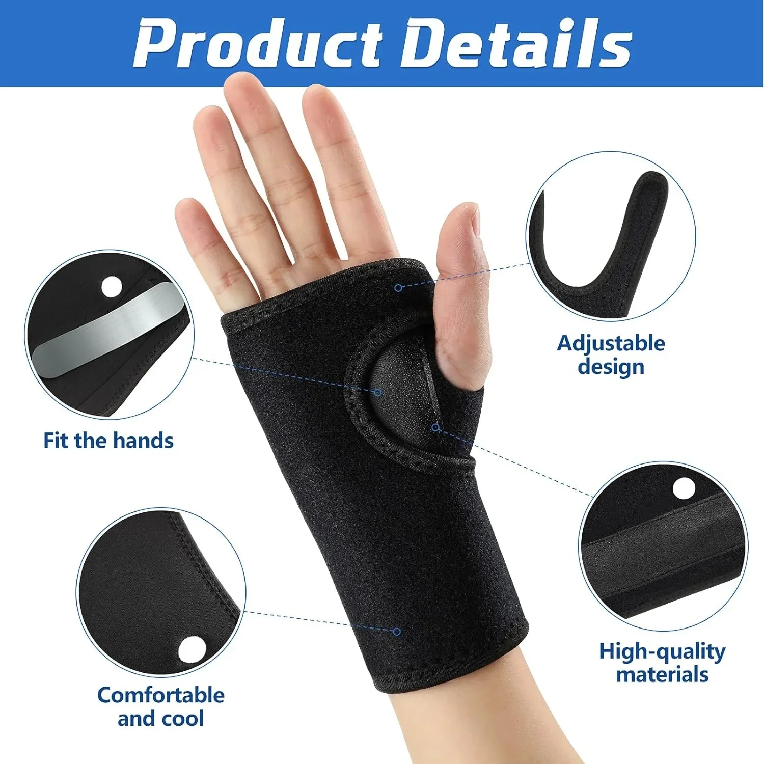 Carpal Tunnel Wrist Brace Copper Infused Adjustable Orthopedic