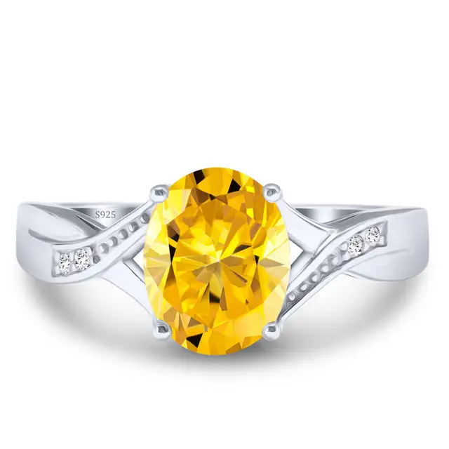 2CT Classic Pigeon Egg Dcolor Moissanite Circular Curve Ring