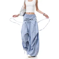 Women's Dance & Y2K Style Pants - Cross-layer Straps Design Casual Streetwear Trousers Wide Leg Cargo Pants for Hip Hop Dance - Image 4