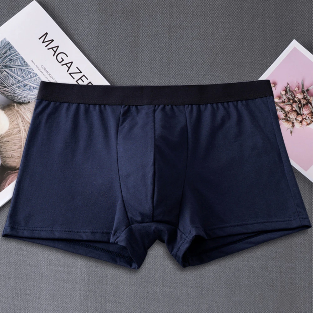 

1pc Men's Boxer Shorts Underwear Breathable Solid Color Boxershorts Briefs Elastic Middle Waist Soft Underpants Panties