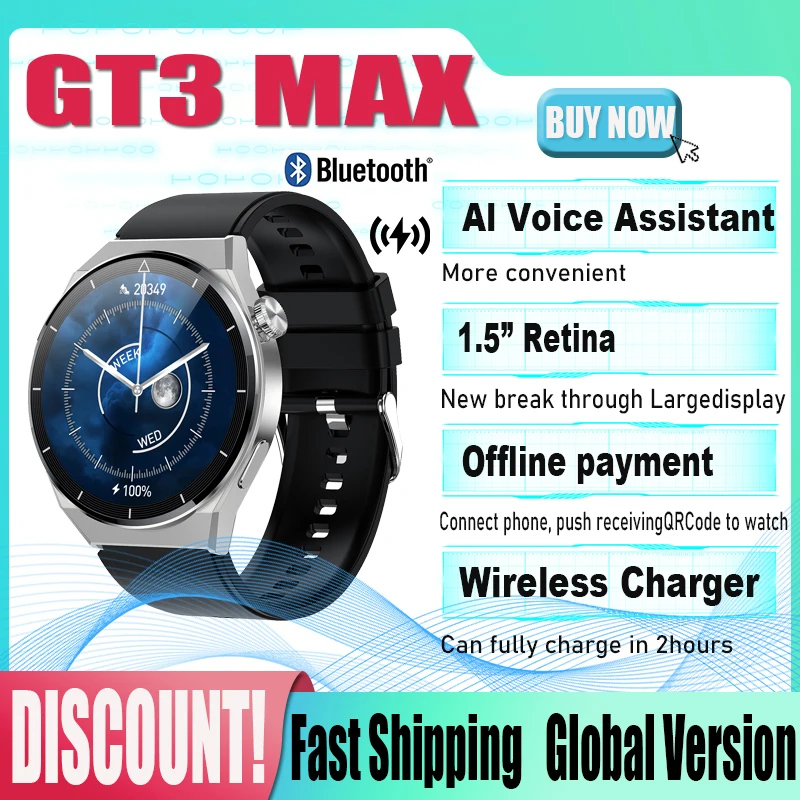 

Microwear GT3 MAX Men's Watch Smart Watch NFC Screen Wireless Charging 500+Dial 100+Sport Mode Heart Rate Bluetooth Call IP68