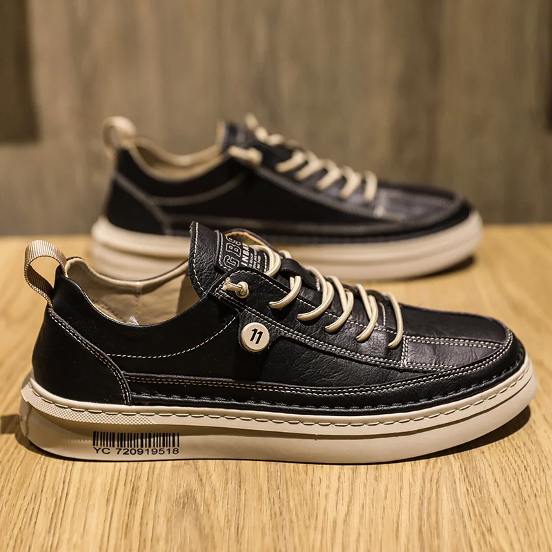 

Summer Autumn Casual PU Leather Shoe Fashion Men's Shoes Wild Mens Flats Shoes Waterproof Non-slip Board Shoe Male Footwear