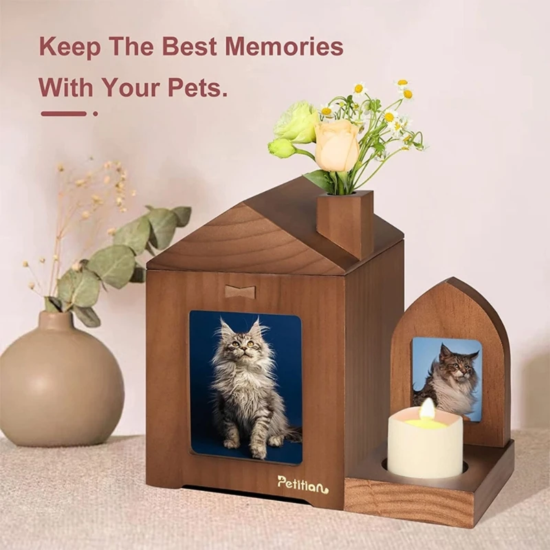 Pet Urn Picture Frame Candle Holder Remembrance Sympathy Dog Cat Passed Away Photo Commemorate Ornaments