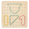 Wooden Montessori Nail Geoboard with 24 Pattern Cards Shape Puzzle Matrix and 40 Rubber Bands Stem Block Geoboard for Kids 4