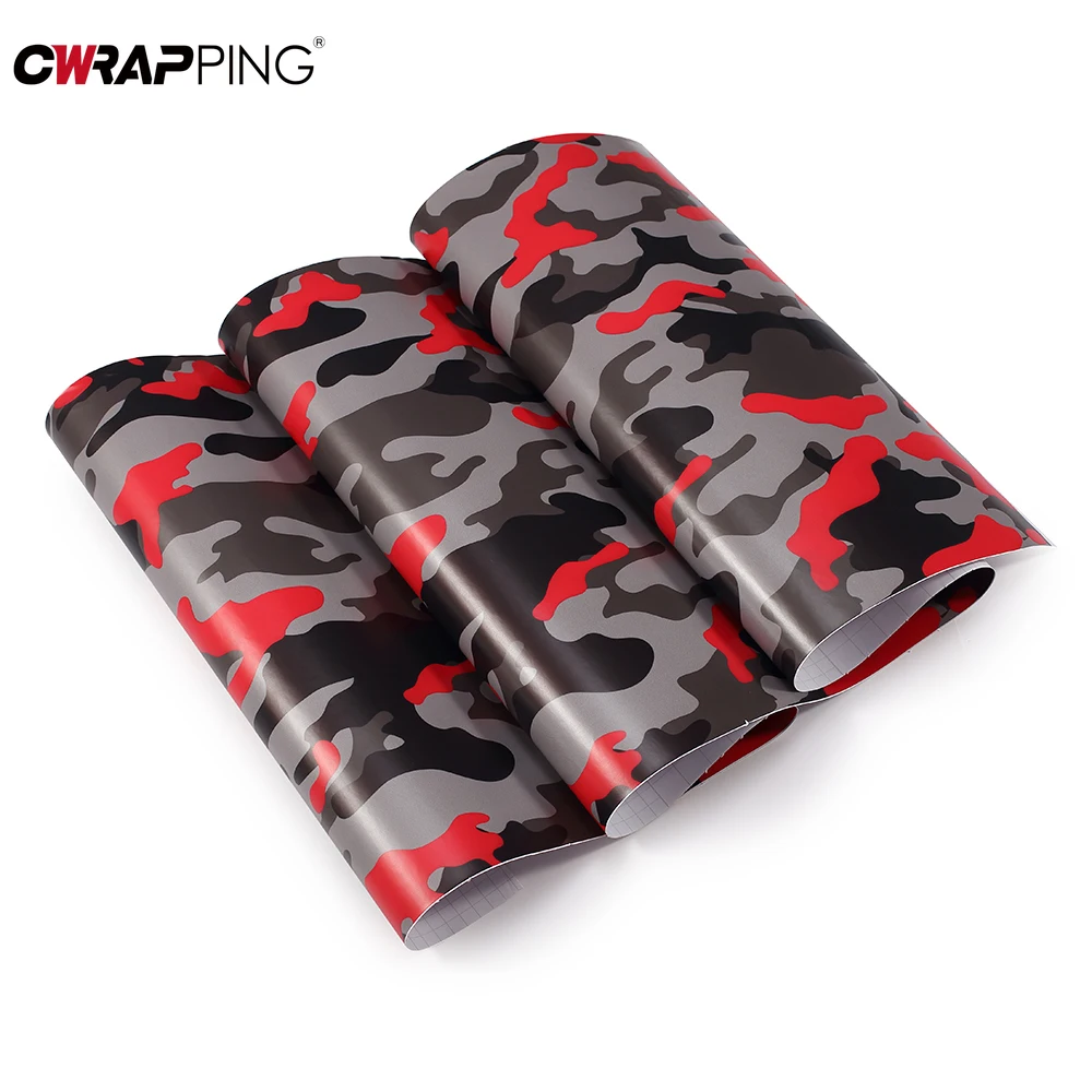 Car Red Series Camo Vinyl Wrap Film Self Adhesive Camouflage
