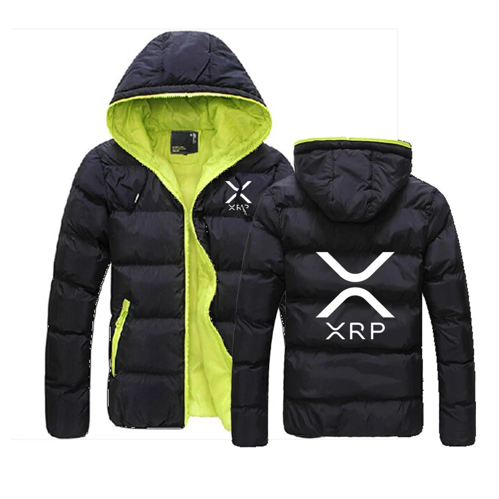 Men's High Quality Down Coat with Ripple XRP Logo Print