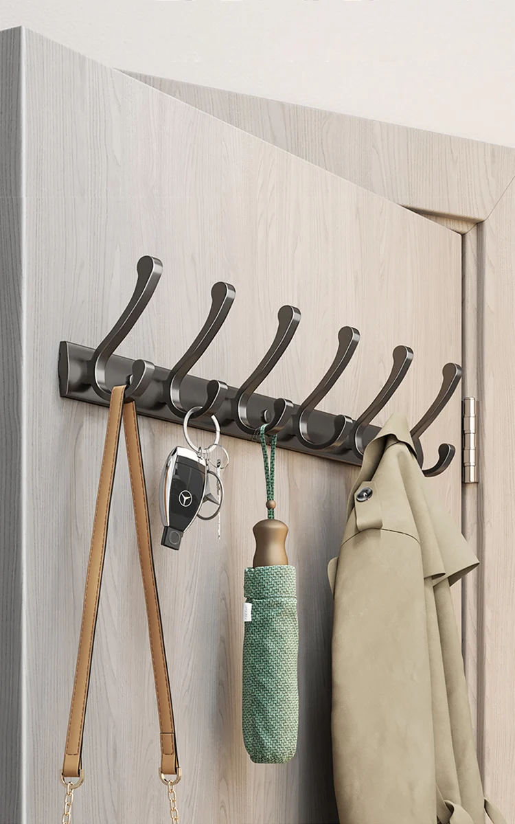 YUNJIEYA Black/Gun Grey Bathroom Door Hooks Clothes Hook Hanger Shelf