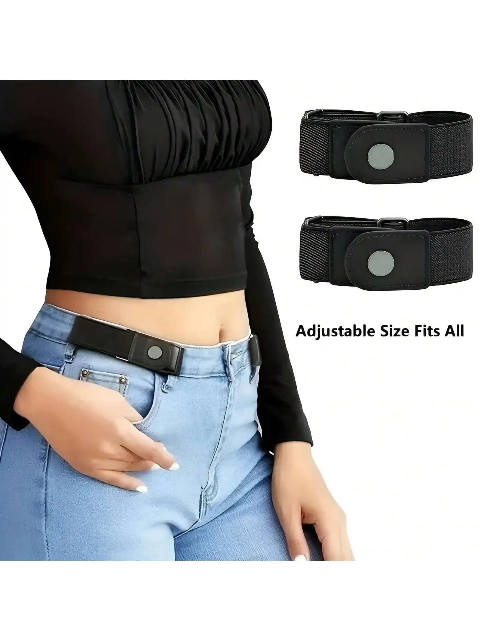 2 Cinture Elastiche Senza Fibbia - Regolabili, Invisibili Per Jeans, Pantaloni E Gonne - Foto 8