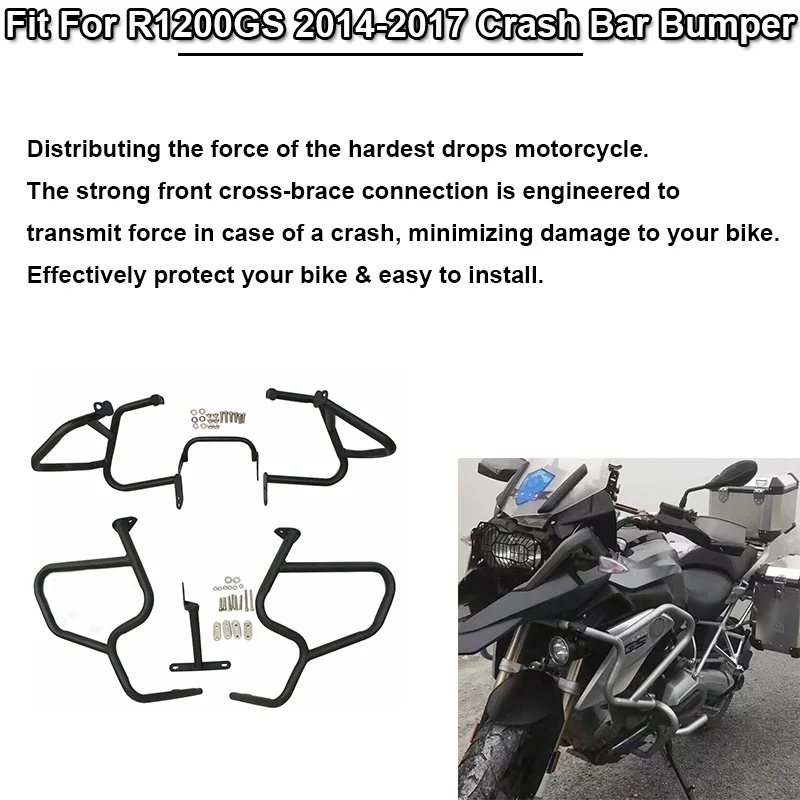 Motorcycle Accessories Fit For BMW R1200GS R1200 GS R 1200GS R 1200 GS 2013-17 Motorcycle Upper&Lower Bumper Crash Bar Engine Guard Protector