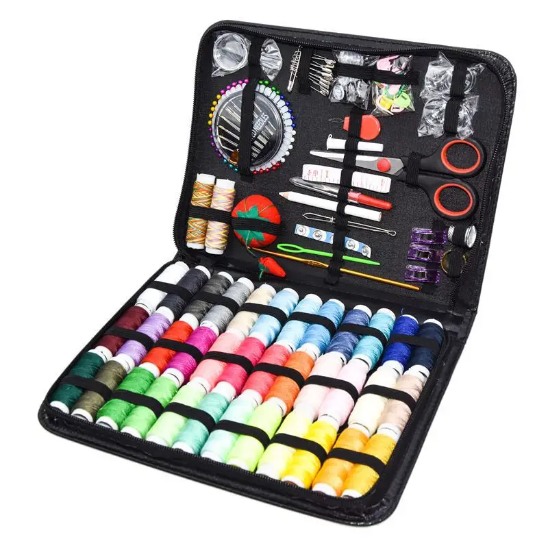 

Sewing Kit Complete Set with Threads Needles Scissors Tape Measure Buttons and More for DIY Handcraft Projects Home and Travel