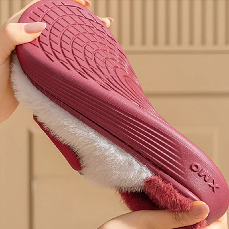 Indoor Platform Home Women's Slippers Winter Flurry Warm Cotton Slippers for Women Fashion Fruit Pattern Plush Slide Woman