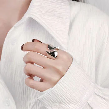 Anelli in argento sterling 925 per donna Coppia minimalista fatta a mano semplice ed elegante regalo di gioielli da sposa ipoallergenico