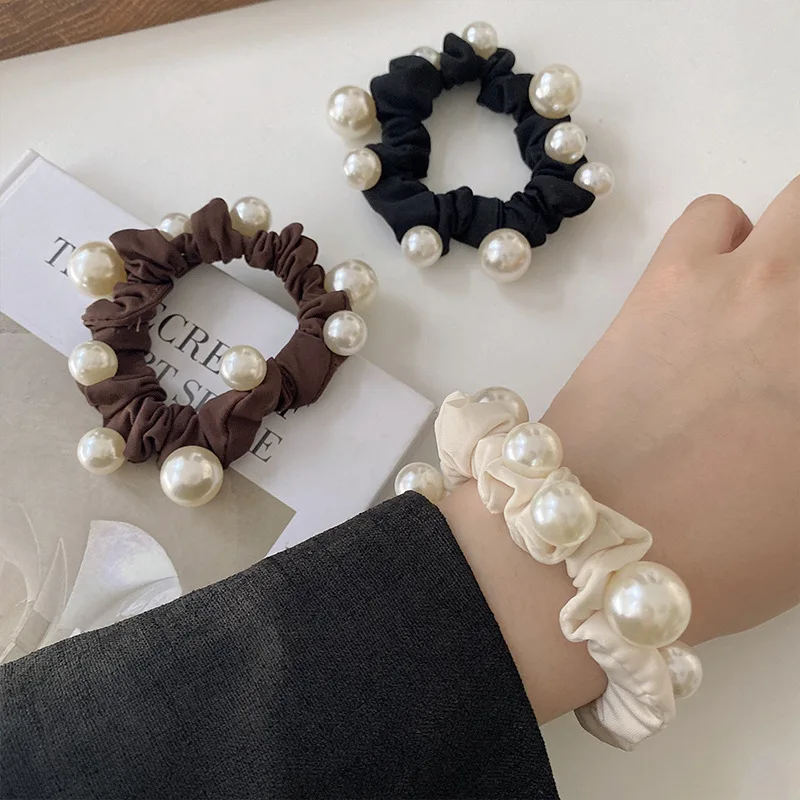 

Pearl Elastic Band Hair Rope Pearl Beaded Hair Ring Girls Scrunchies Ponytail Fixed Hairstyle Hair Accessories Rubber Bands