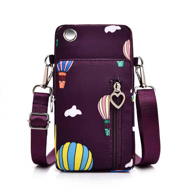 Universal Mobile Phone Bag For Samsung/iPhone/Huawei/HTC/LG Case Wallet Outdoor Sport Arm Purse Shoulder Bag Women Phone Pouch Large QQ Purple EJK
