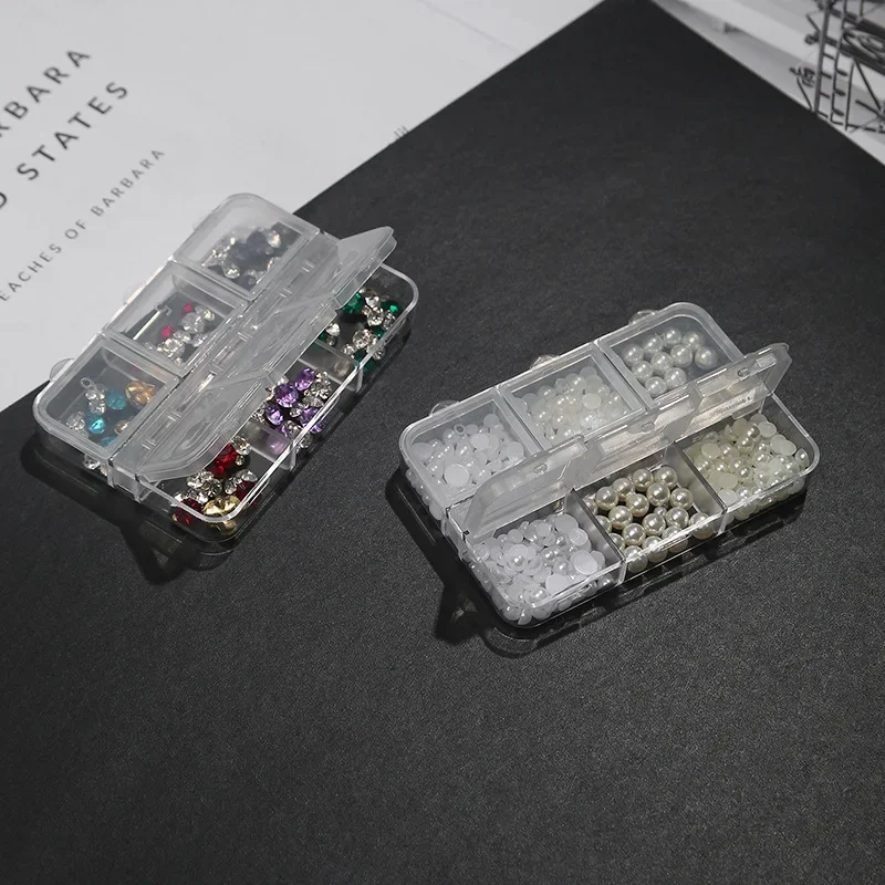 5pcs Nail Art Storage Box Rhinestone Organiser Charm Organiser Bead Storage Container Painting Beads 6 Grid Nail Art Container 4