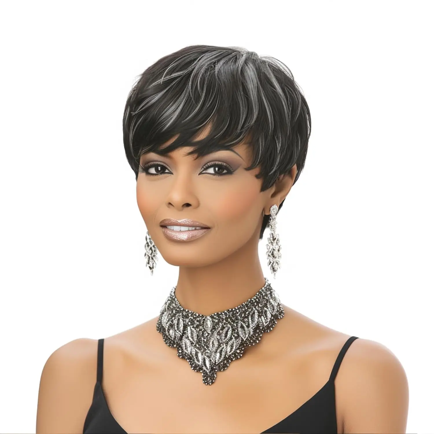 Wigs suitable for women, elf style short hair, available in black and other colors, short layered wavy synthetic wigs suitable 3