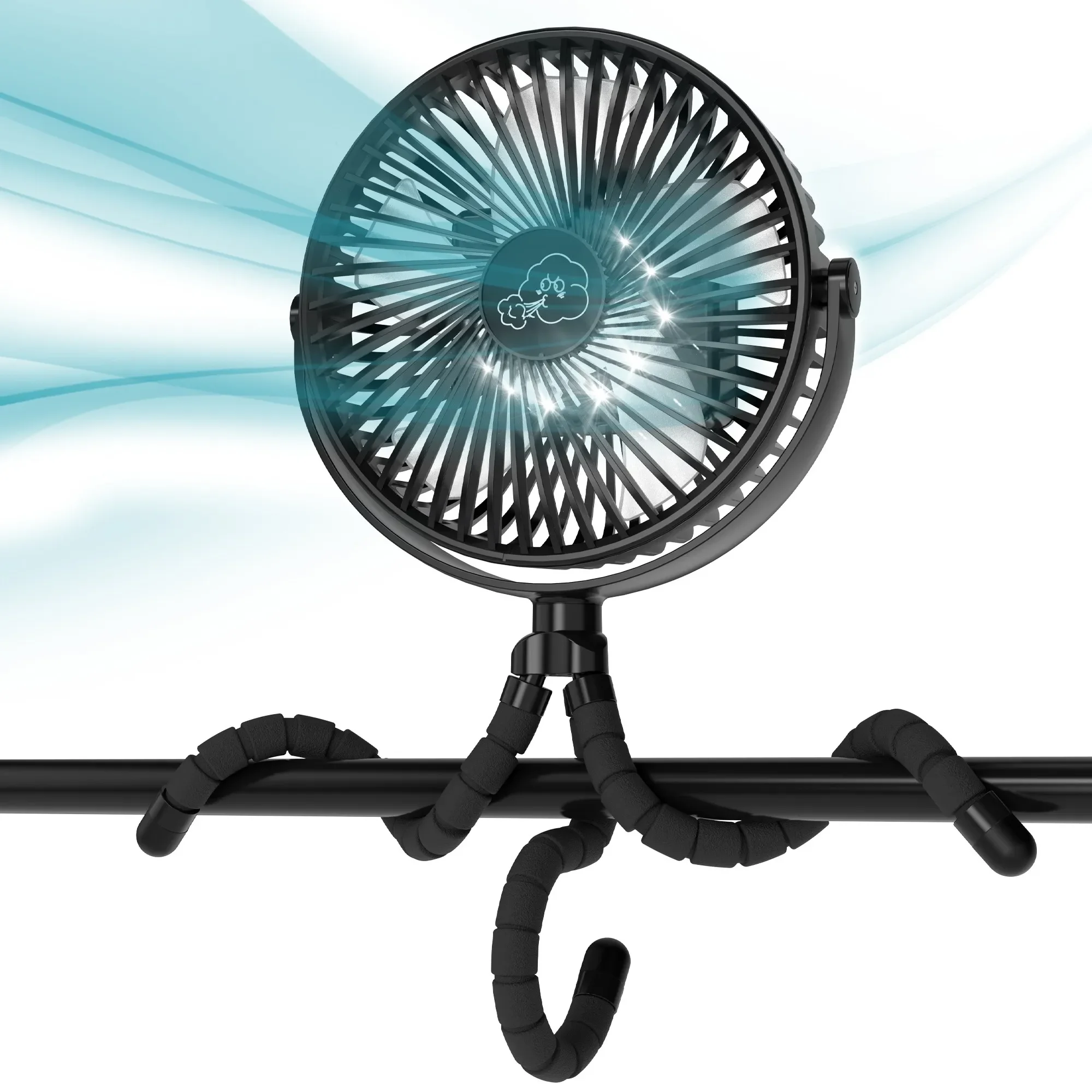 

Портативный Ножной вентилятор-Осьминог с трехуровневой скоростью ветра и трехуровневой настройкой таймера освещения-бесшумный 7-дюймовый USB-