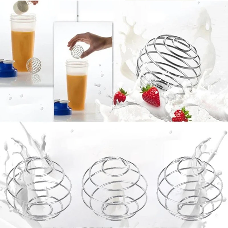 Milkshake Protein Shaker Ball Wire Mixer Mixing Whisk Spring Ball