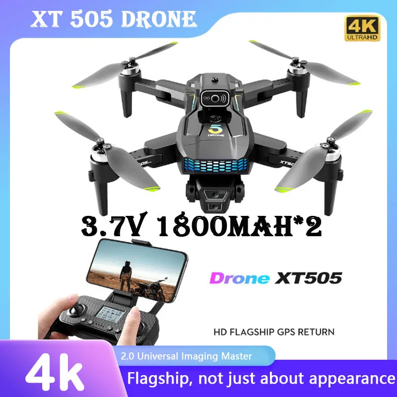 Новинка, профессиональный Дрон XT505 с Gps, 4k, двойная камера, стандартная Wi-Fi, Fpv, обход препятствий с оптическим потоком, управляемый Дрон
