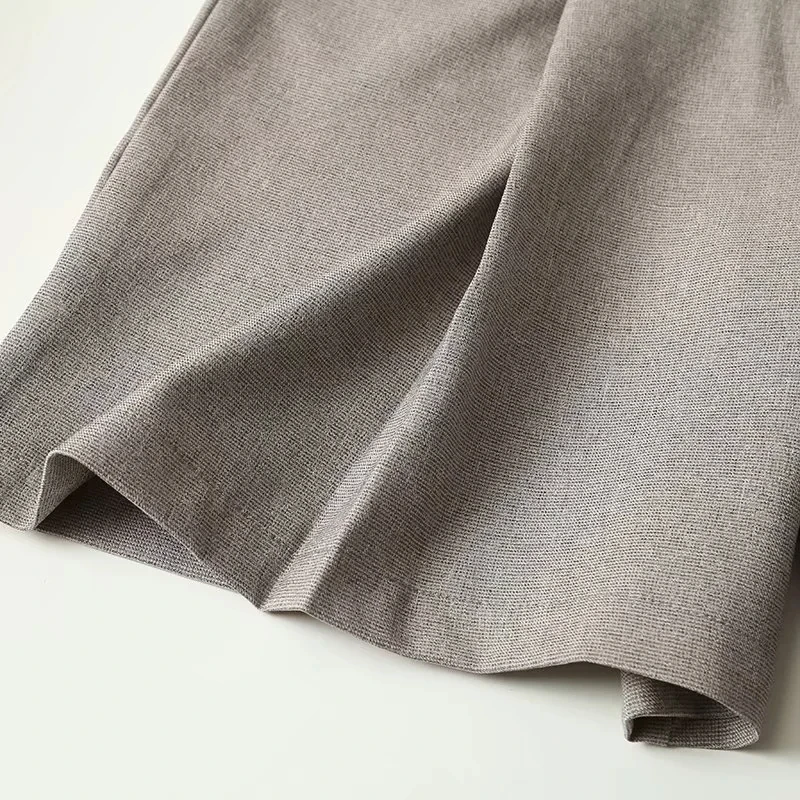 Dave&Di High Waist Loose Linen Shorts Casual Bermuda Women England Style Fashion Simple Sashes