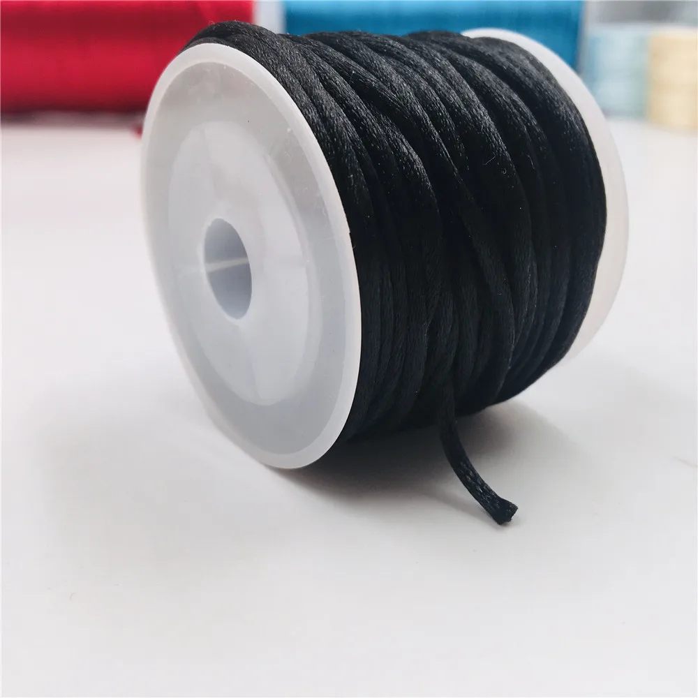 Description Picture 4 of item2mm 10-225meters/roll Chinese Knot Satin Cord Braided Silk Macrame Rope Thread Wire DIY Bracelets Making Findings Beading