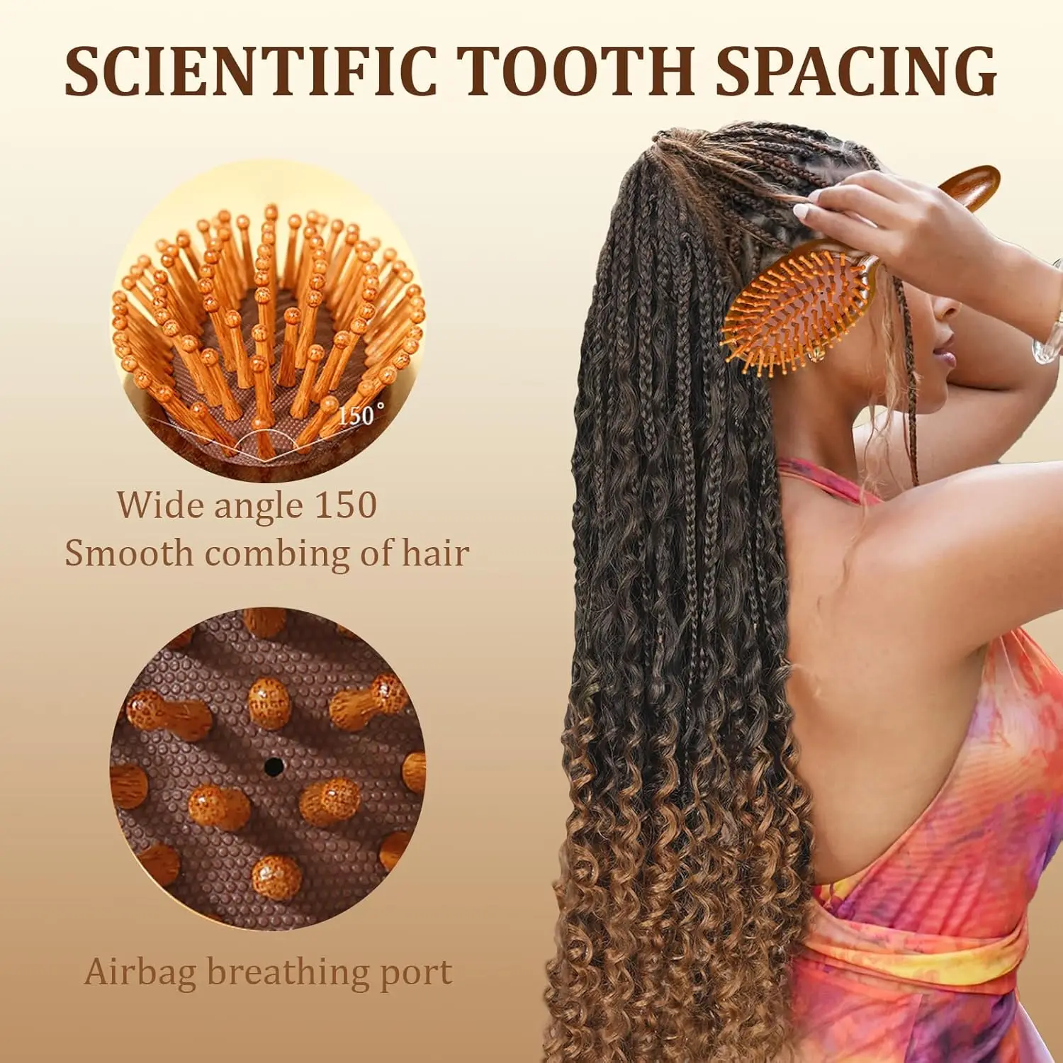 Cushion Massage Combs Double-Sided Sandalwood Cushion Comb Wooden Hair Brush for Hair Styling Anti-Static Scalp Stimulating