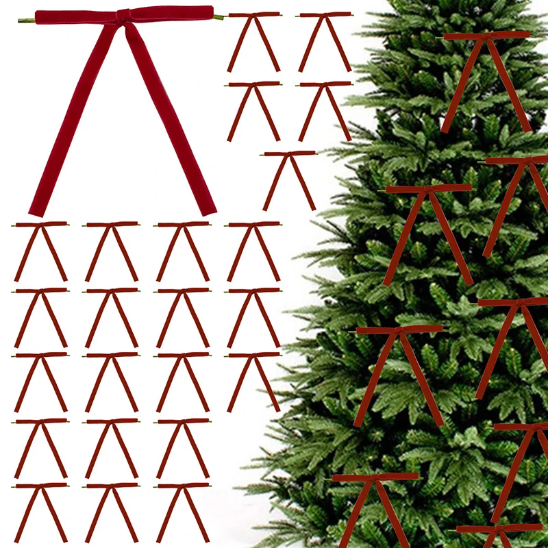 10 PCS Velvet Bows Christmas Tree Bows Gift Velvet Ribbon Bow Vintage Wreath Decoration Xmas Gift Wrapping DIY Crafts ribbon bow decoration christmas bow ornaments christmas tree ornaments
