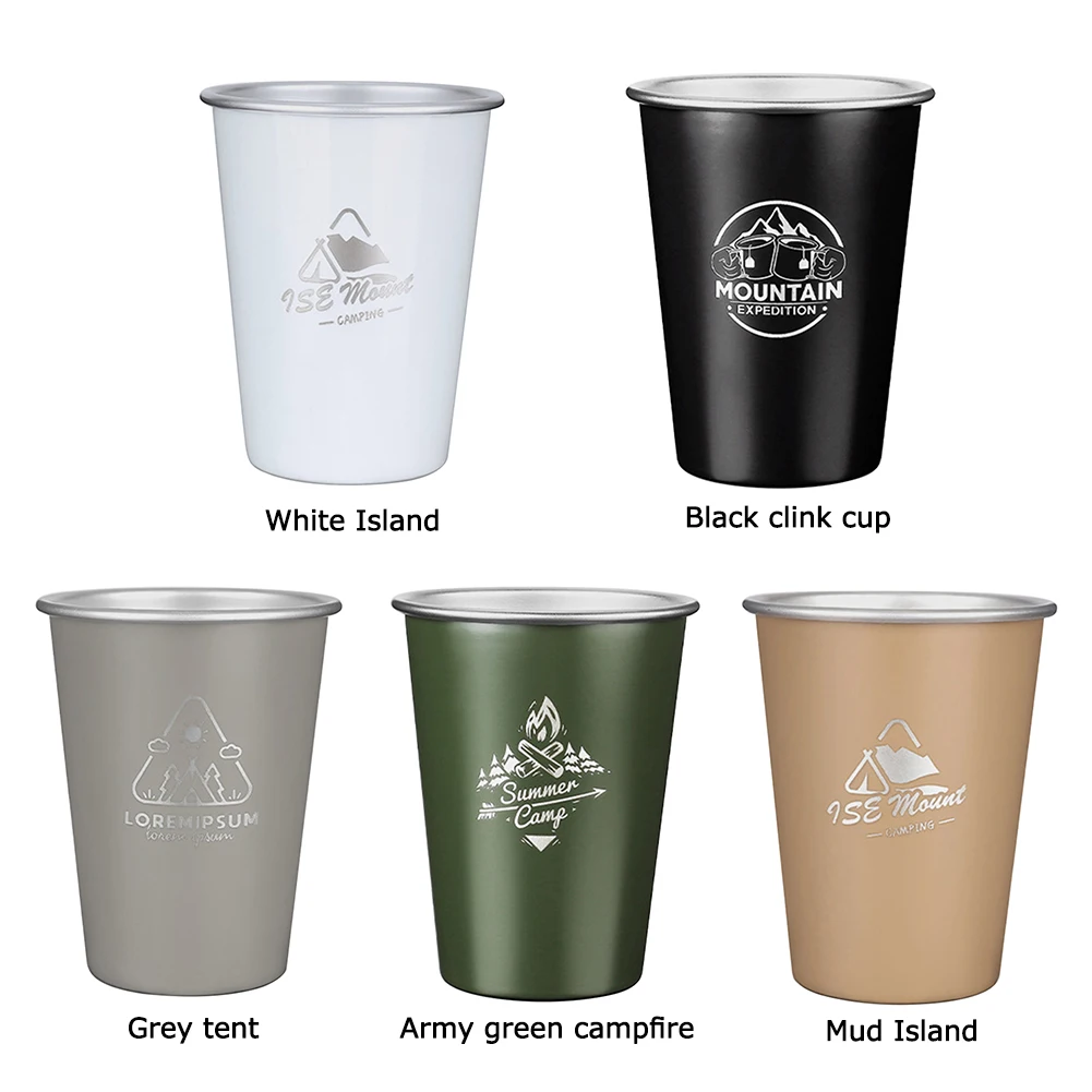 350ML 야외용 스테인리스 컵 휴대용 캠핑 피크닉 와인 맥주 커피 차 머그컵 여행용 편리한 컵