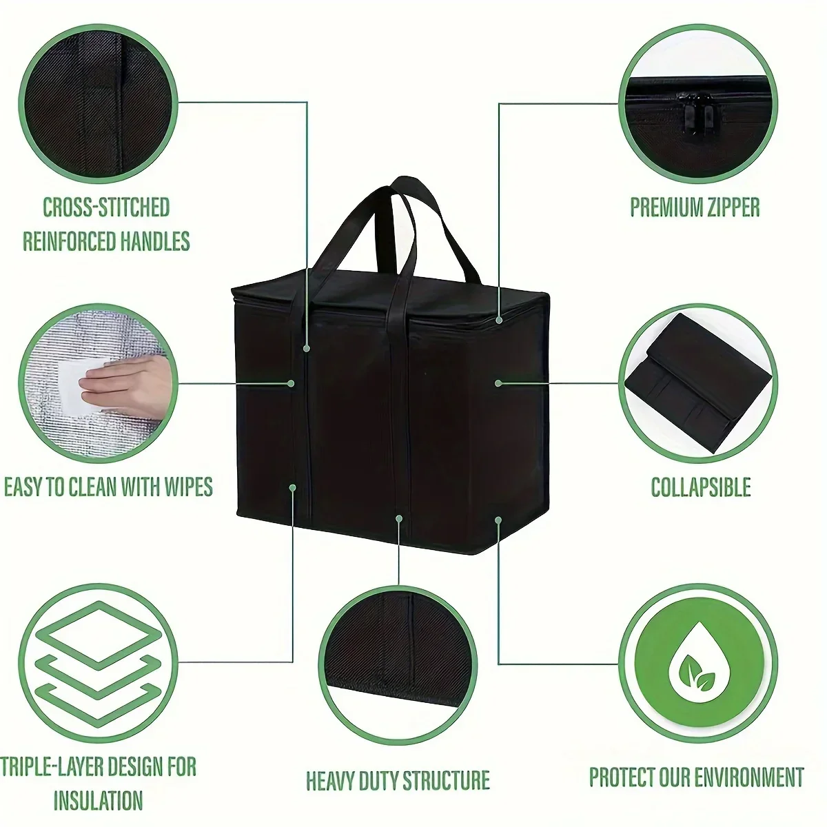 1 Pc Portable Insulated Cooler Outdoor Camping Travelling Bbq Catering Materials Zipper Bag Picnic Folding Insulated Bag