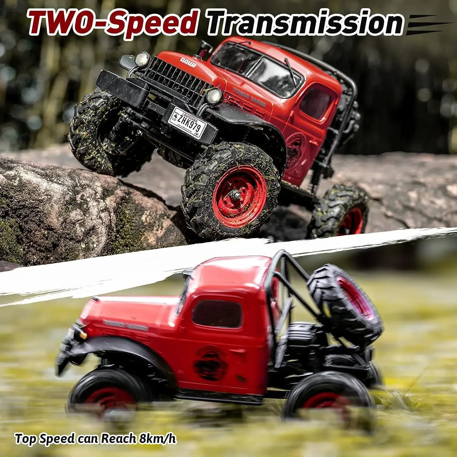 FMS RC 크왈러 1/24 FCX24 파워 왜건 RTR 4WD, 2.4GHz 3CH 리모컨 자동차 (빨간색)
