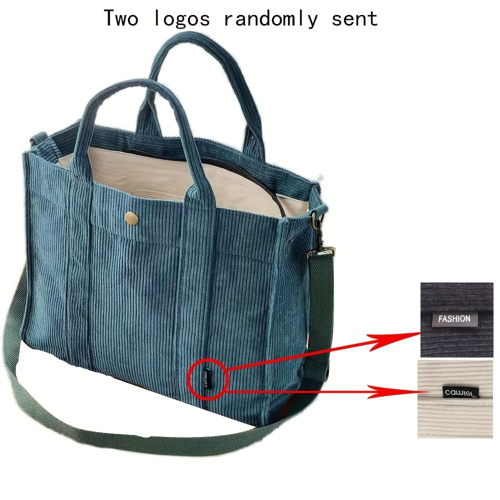 Leisure Large Capacity Shopping Bags Fashion Corduroy Canvas Tote Simple Tote Commuter Shoulder Bag for Women