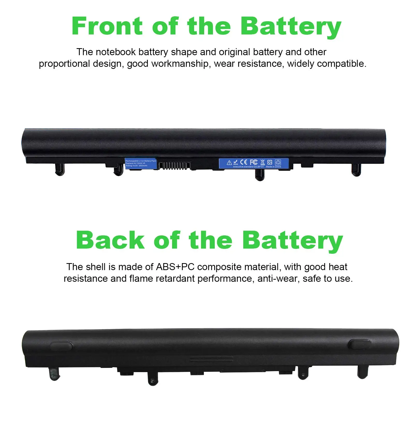 Batterie Portable Pour Acer Aspire V5, E1, TravelMate P255 - 14.8V 37Wh - Compatible AL12A32, AL12A72