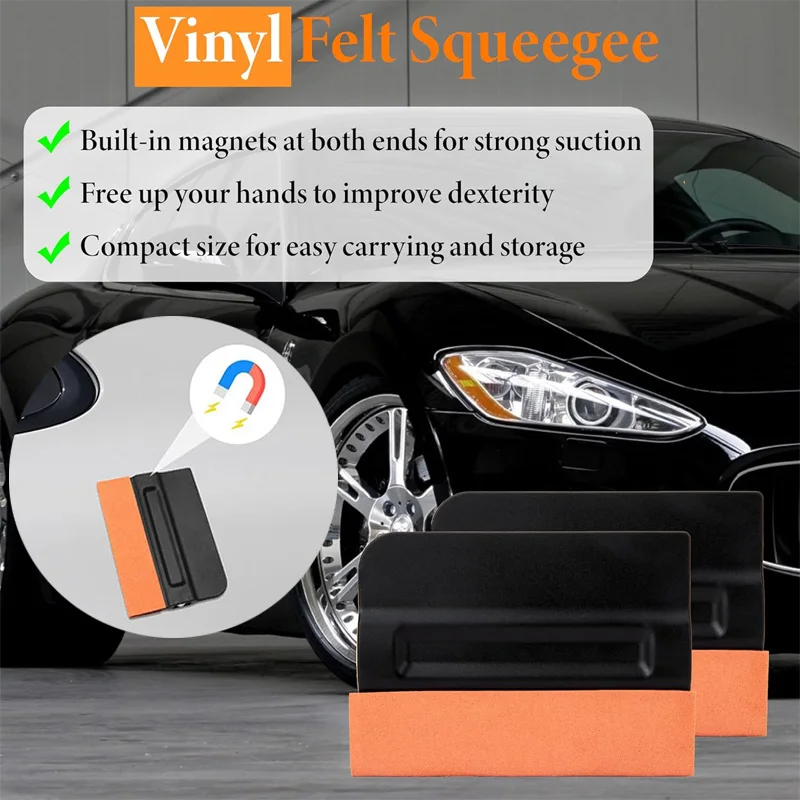 3/2/1Pcs Vinyl Magnetic Squeegee Double Suede Soft Felt Edge Squeegee 10cm Vinyl Film Scraper for Car Wrapping Window Tint Tool
