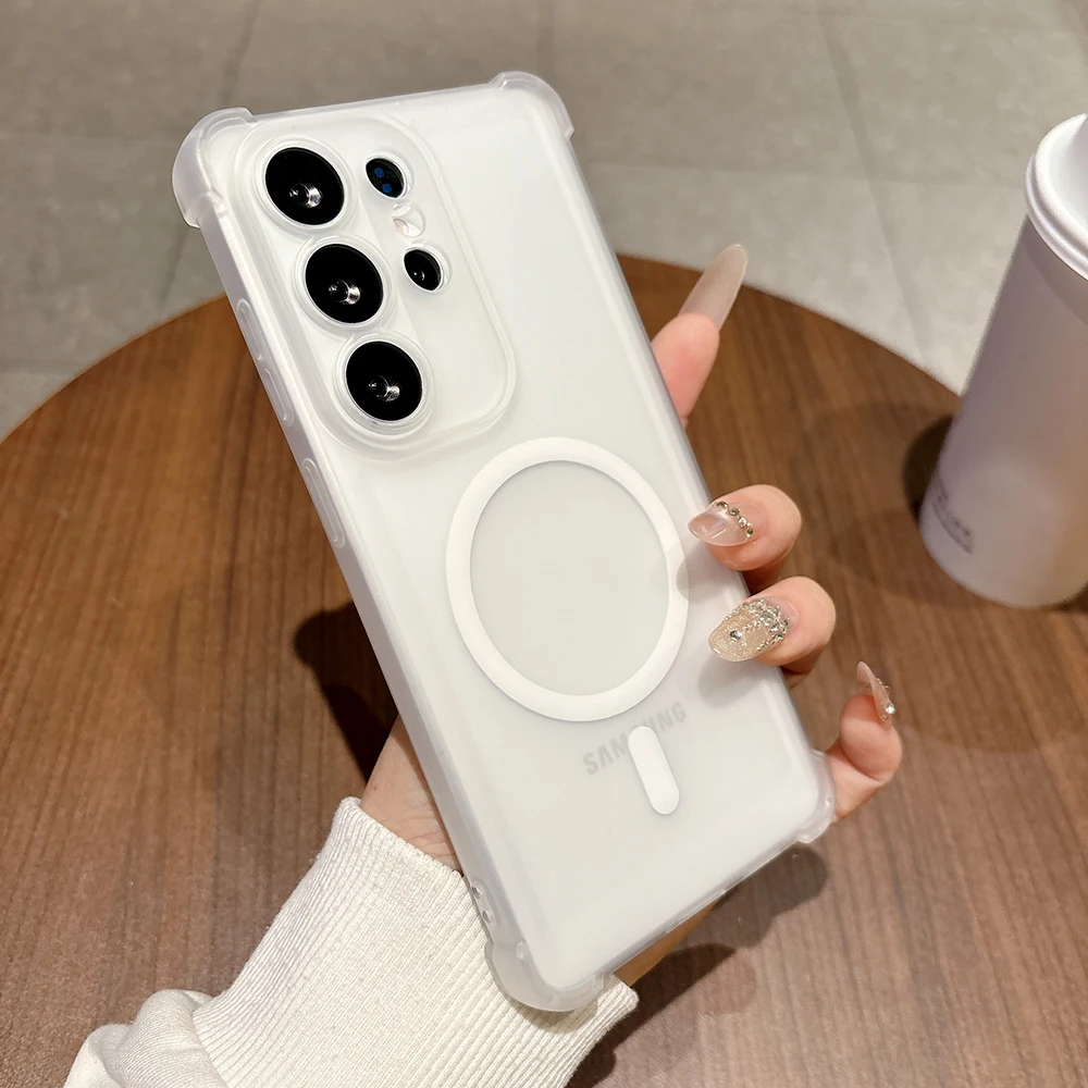 Magnetic Shockproof Soft Liquid Silicone Translucent Phone Case