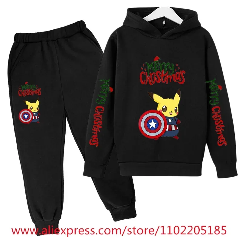 thumbnail image 1 of Conjunto de sudadera con capucha navideña, ropa para niños, chándal con capucha para niñas, sudadera de Papá Noel para niños, 2 piezas, ropa para niños de Stranger Things, 1 of 5