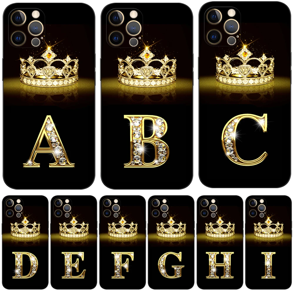 Per Iphone 12 Custodia Per Iphone 12 Mini 12 Pro Max Cover Per Apple Iphone12 12Pro Bumper Black Tpu Case Gold Letters