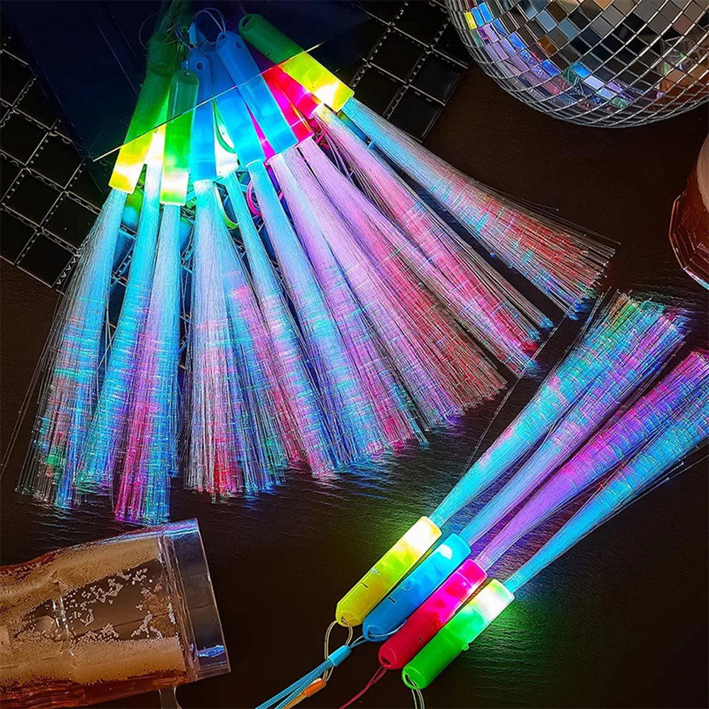 10pc Glow Fiber Optic Stick Color Changing Luminous Wand Flashing Rod Starry Sky LED Night Light Birthday Wedding Party Favors