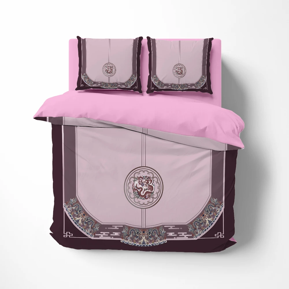 

Customizable size Bedding set euro Single queen king bed linen Quilt/Duvet cover set Linens 2bedrooms Bed set for home PINK