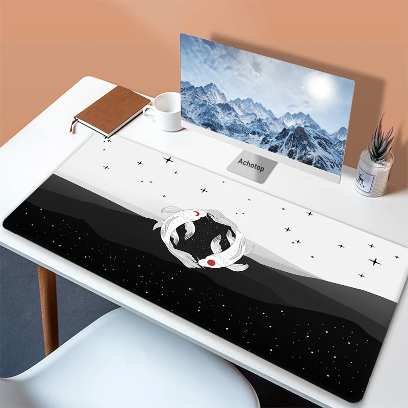 

Black And White Koi Large Mouse Pad XXL 1000x500mm Art Office Mousepad PC Gamer Rubber Table Mat Company DeskMat Cool Decoration