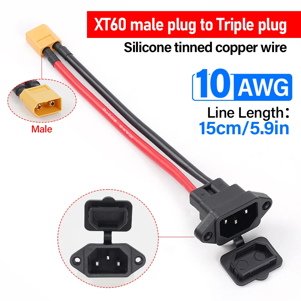 1 Paio Cavi Batteria Con Connettori XT60 Maschio E Femmina – 14 AWG, Nuovi, Made In China