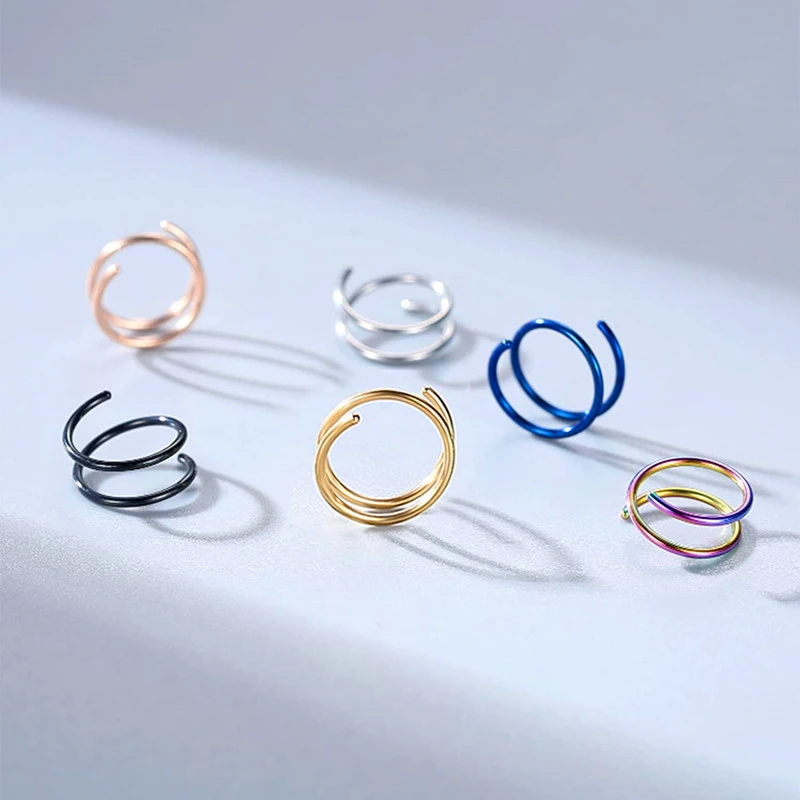 Nose Rings 1 Pcs 8mm Spiral 316L Stainless Steel Cartilage Earrings Body Piercing Jewelry