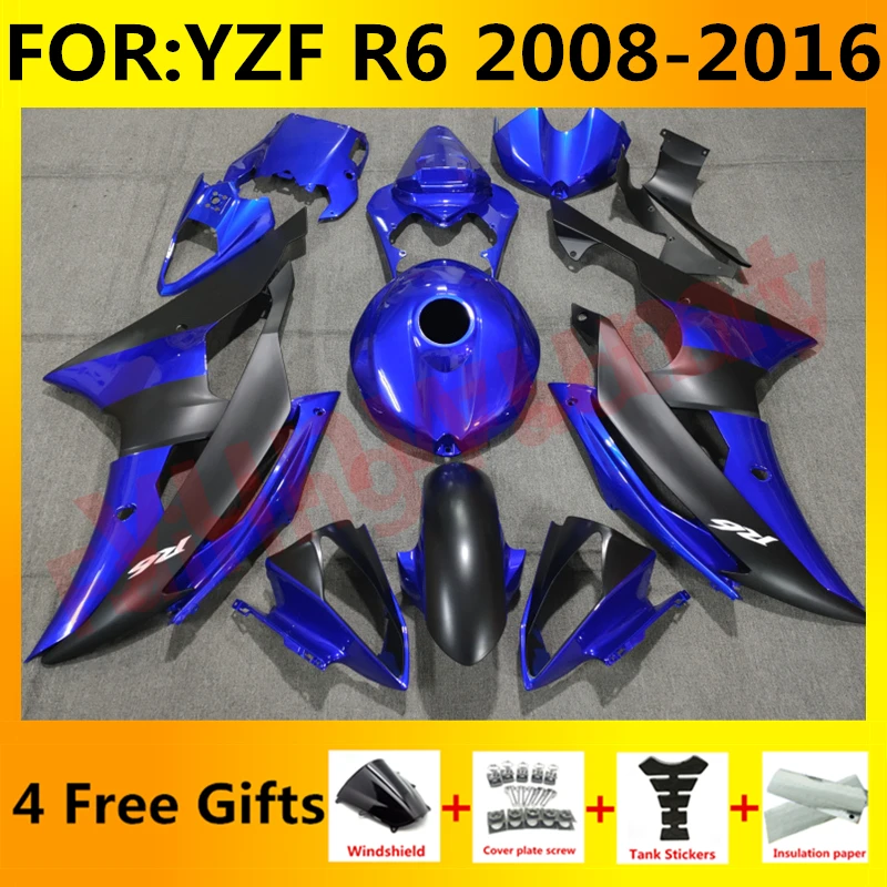 

Motorcycle full Fairing Kit fit For YZF R6 YFZ-R6 2008 2009 2010 2011 2012 2013 2014 2015 2016 Bodywork Fairings set blue black