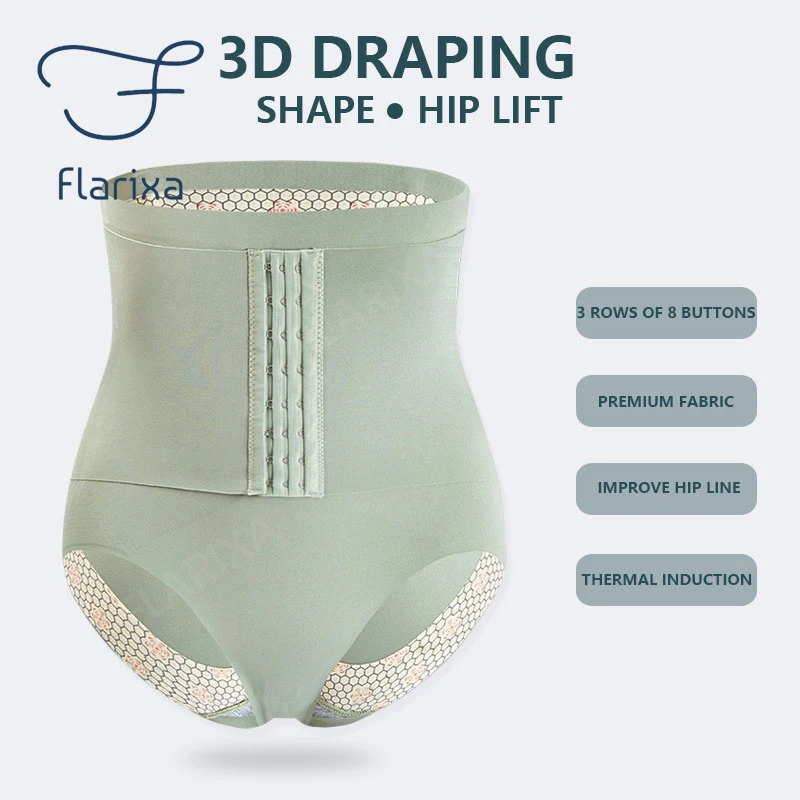 Flarixa 2 in 1 Hip Lift Flat Belly Women's Panties Body Shapewear Women Thin Waist Trainer Body Shaper Sculpting Corset waist trainer shapewear panties push up panties shapewear workout pants butt hip enhancer ice silk panties