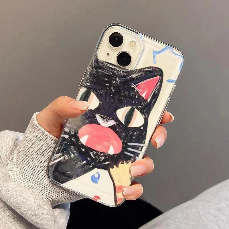 Doodle Angry Cat Clear Phone Case