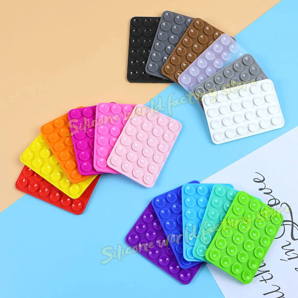 Silicone World Double-sided Silicone Suction Phone Holder Multifunctional Phone Case Anti-Slip Back Stickers Mat Wall Stand