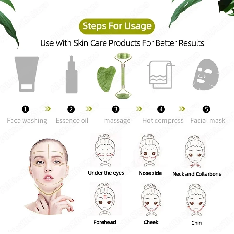 Gua Sha Face Massager Roller Jade Store Scraper Roller Massage for Facial Gouache Lift Body Slimming Guasha Neck Skin Care Tools 6