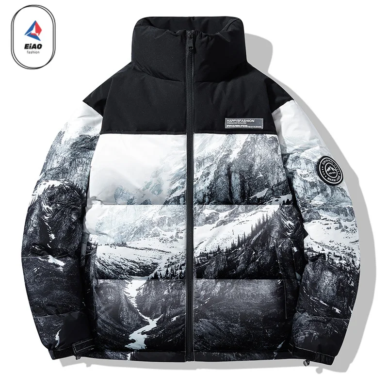 EIAO Winter Snow Peak White Duck Down Jacket Men 2026 Fashion Casual Camo Stand Collar Warm Down Jacket Leisure Windproof Parka