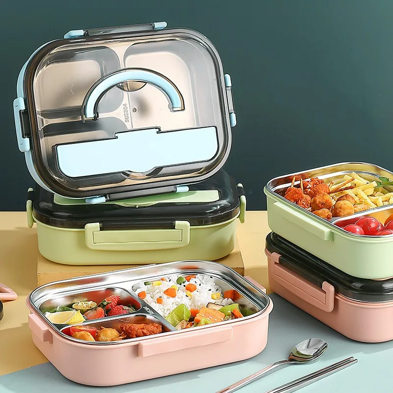 

4/5Grids Stainless Steel Thermal Lunch Box Leakproof Office Workers Students Bento Box Food Warmer Container Storage Boxes